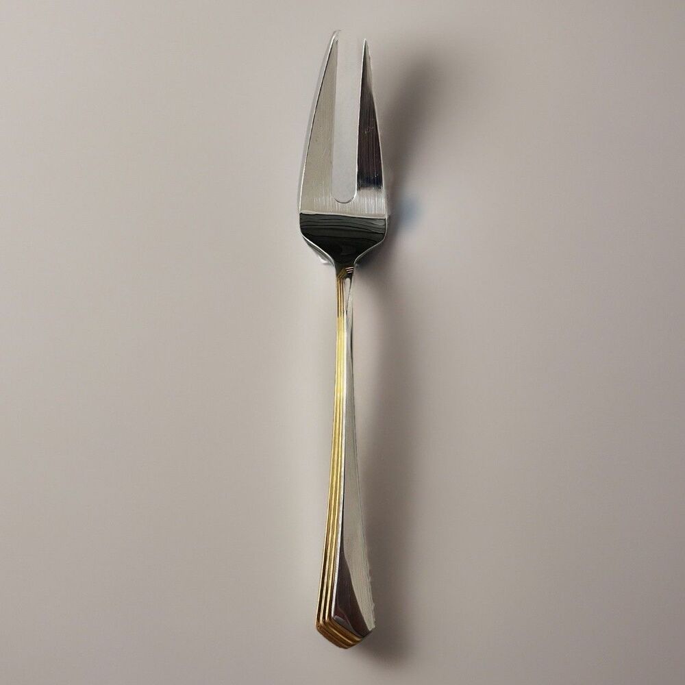 Yamazaki Ramona Gold Accent Cold Meat Serving Fork 2 Tine Gerald Patrick Japan